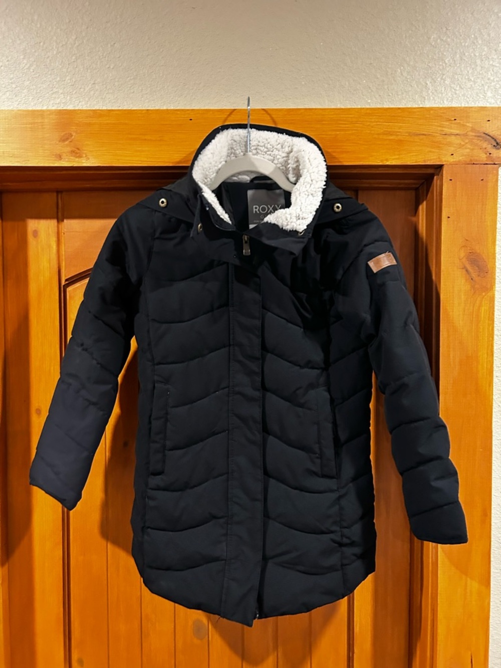 Roxy Girls Black Quilted Puffer Jacket with Hood